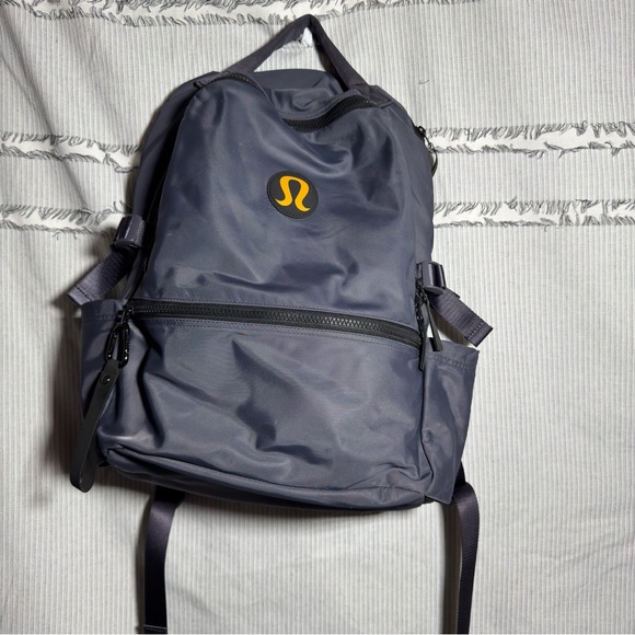 lululemon athletica Gray and Yellow Backpack with Classic Design and Medium Size